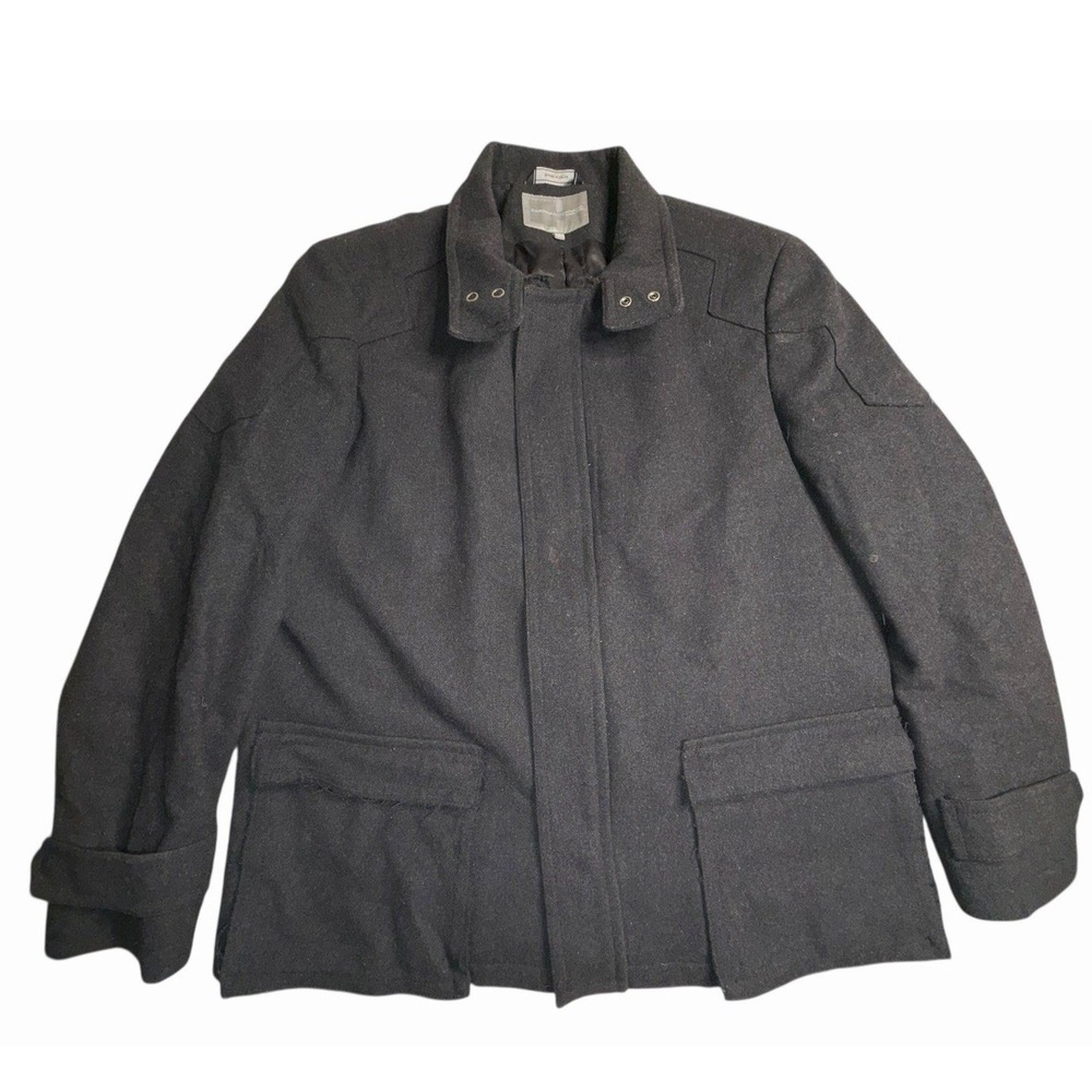 Cardinal of Canada Men's Wool‎ Coat Black Gray Zip Front Size L